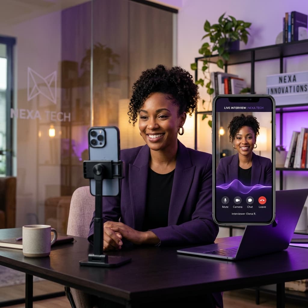 Candidate attending a video interview on mobile